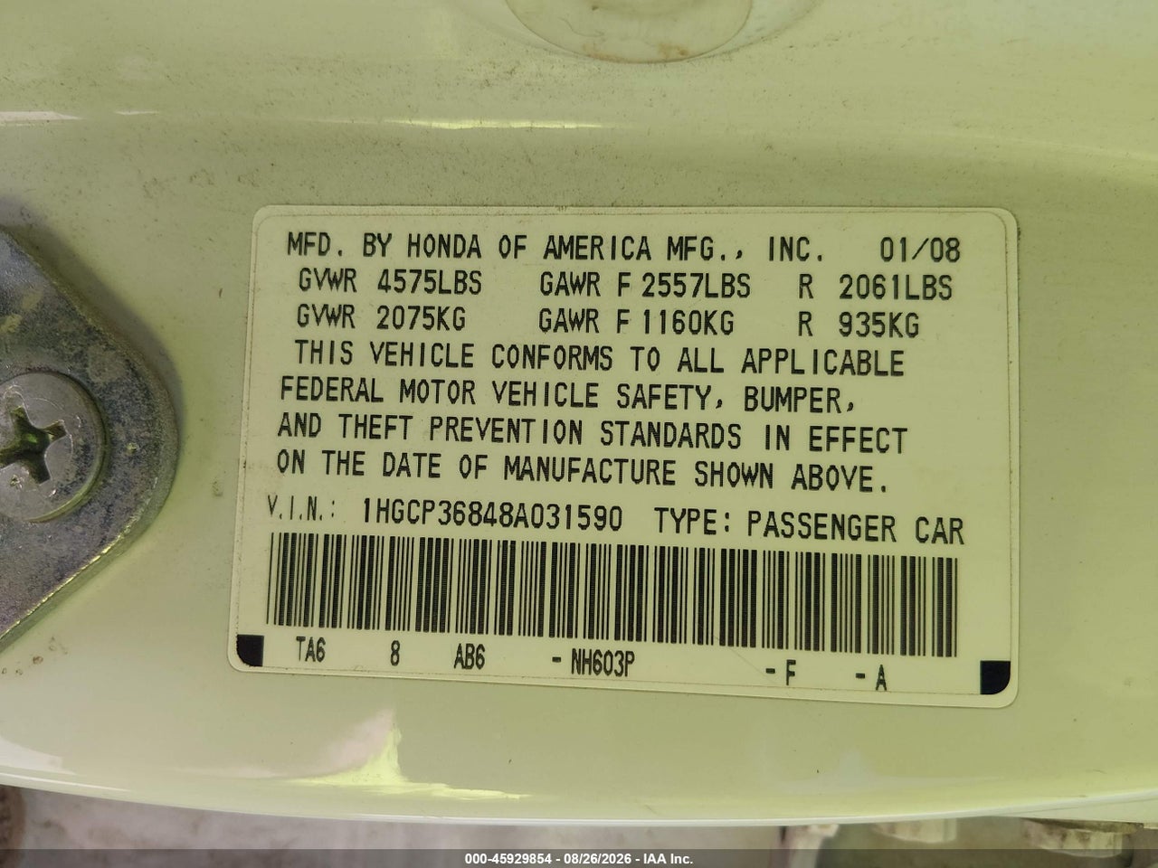 2008 HONDA ACCORD 3.5 EX-L · 9/10