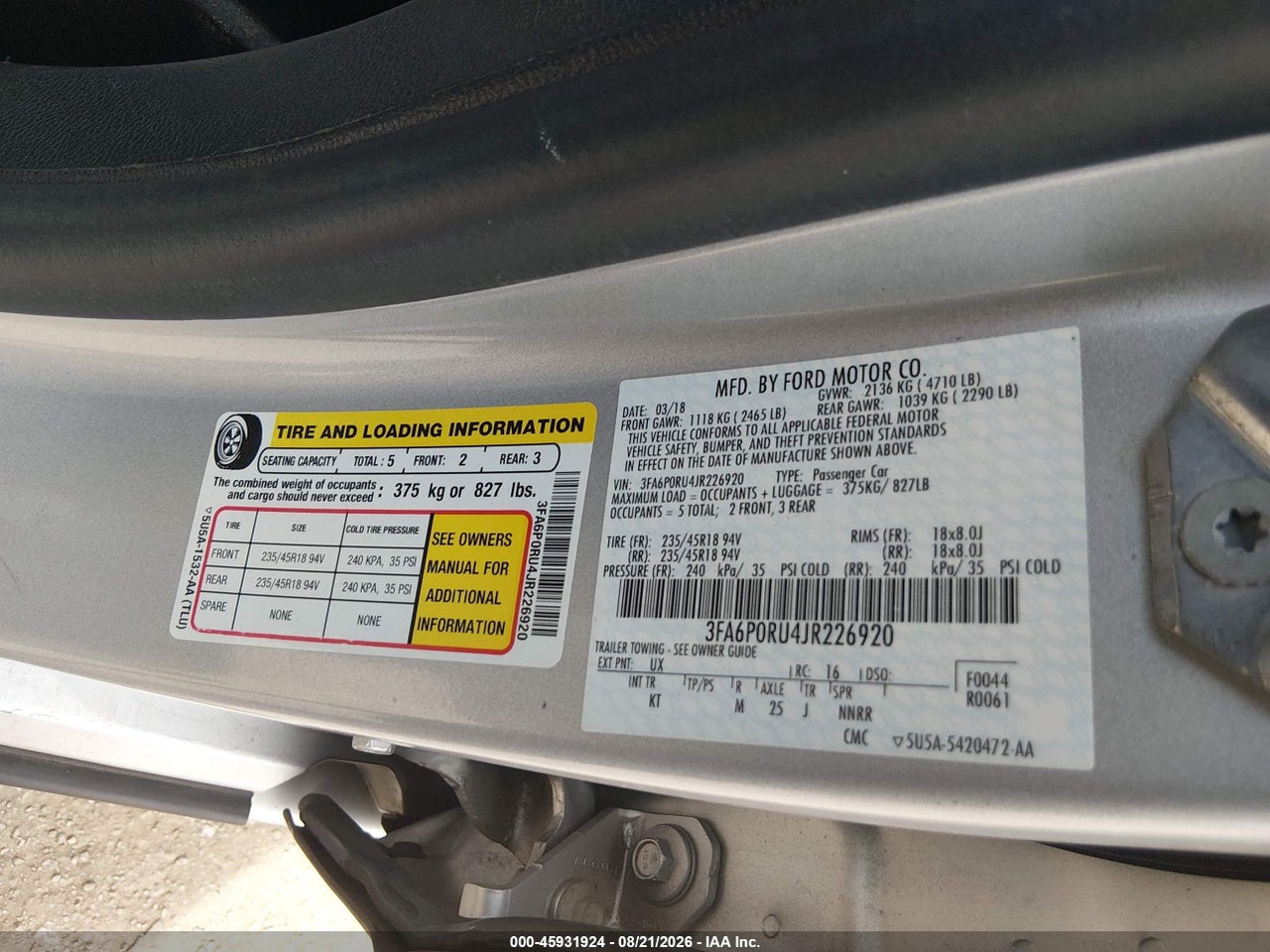 2018 FORD FUSION HYBRID TITANIUM · 9/11