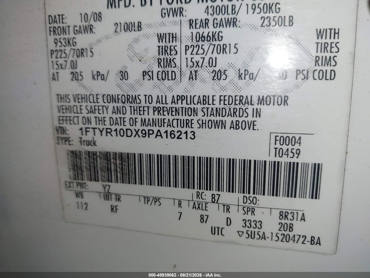 2009 FORD RANGER SPORT/XL/XLT · 9/11