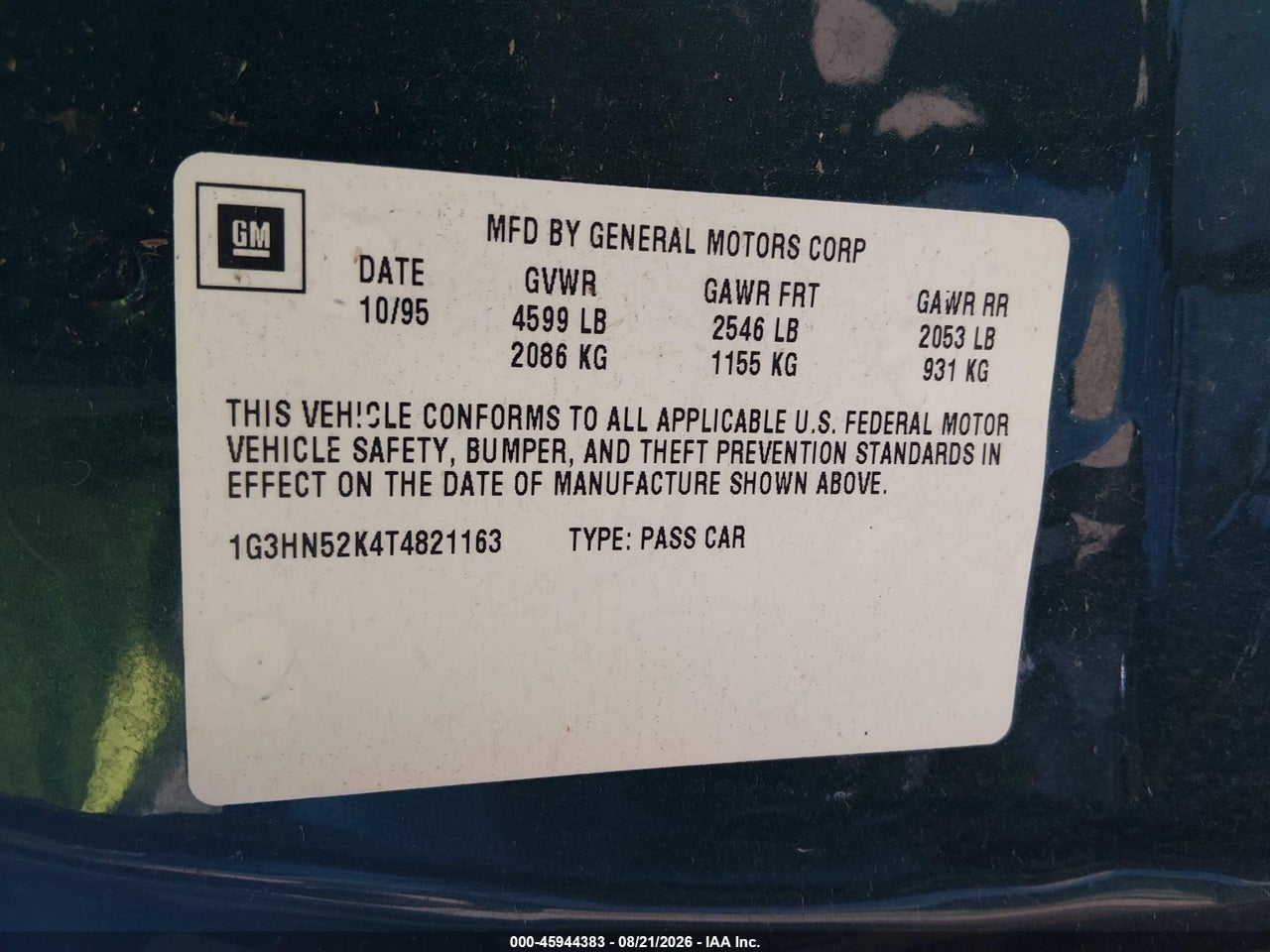 1G3HN52K4T4****** · 1996 OLDSMOBILE 88 LS · 9/11