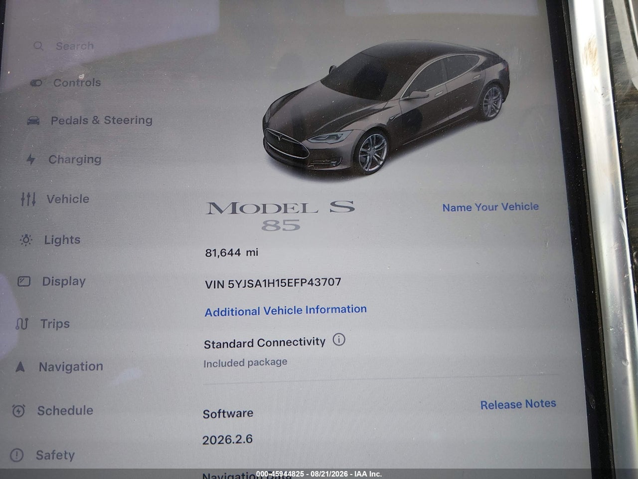 5YJSA1H15EF****** · 2014 TESLA MODEL S P85 · 7/10