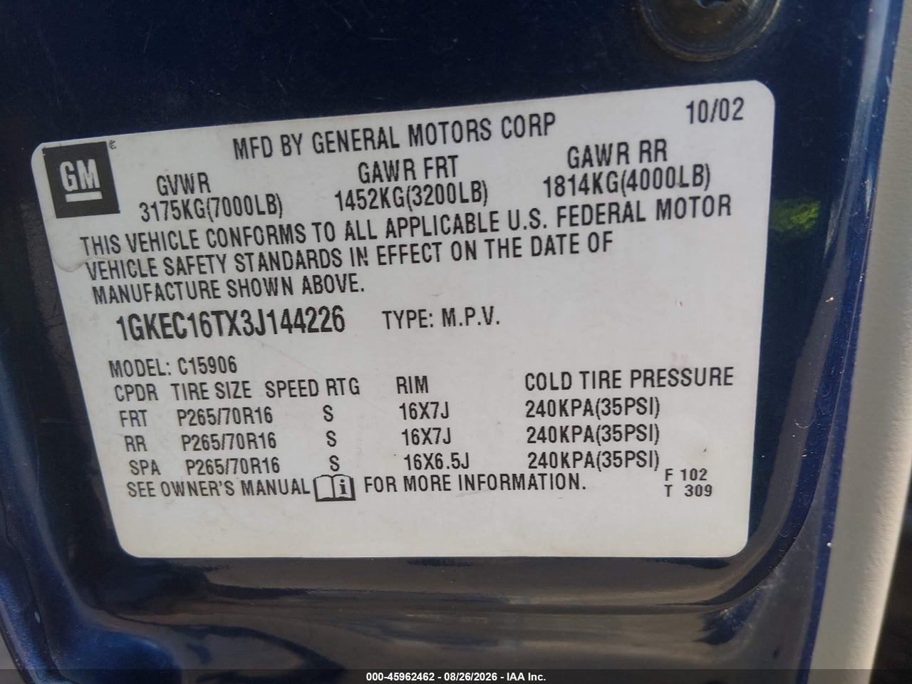 2003 GMC YUKON XL 1500 SLT · 9/11